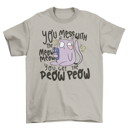 Cartoon cat with gun t-shirt