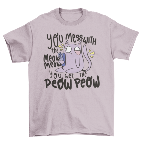 Cartoon cat with gun t-shirt