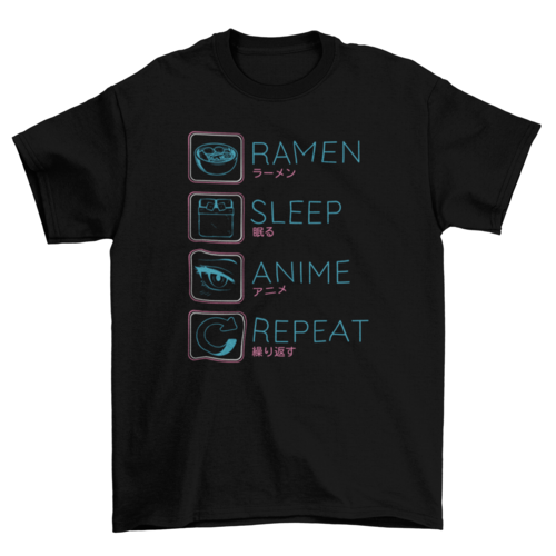 Ramen anime routine t-shirt