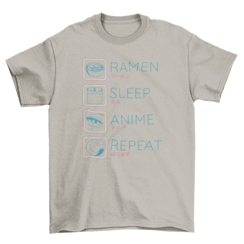 Ramen anime routine t-shirt