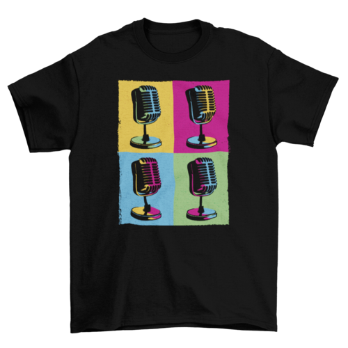 Pop art microphones music t-shirt