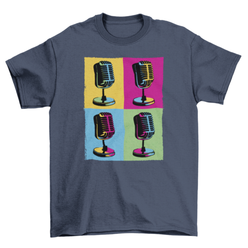 Pop art microphones music t-shirt