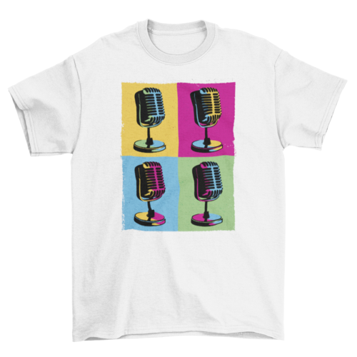 Pop art microphones music t-shirt