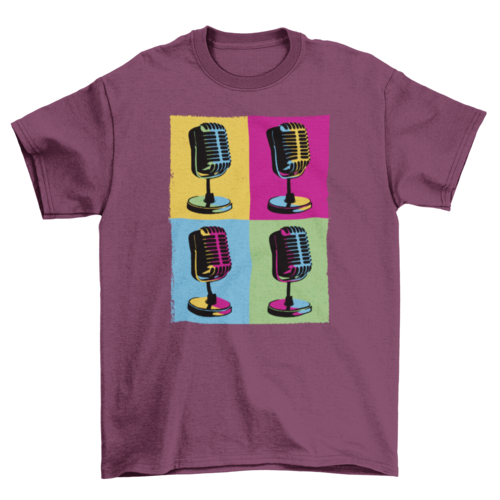 Pop art microphones music t-shirt