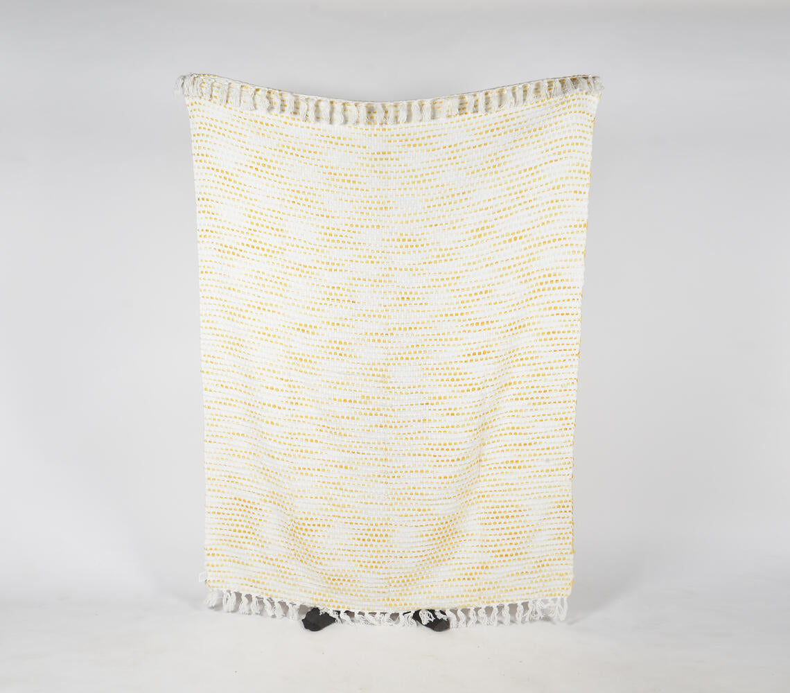Handwoven Textured Throw with Tasseled Border