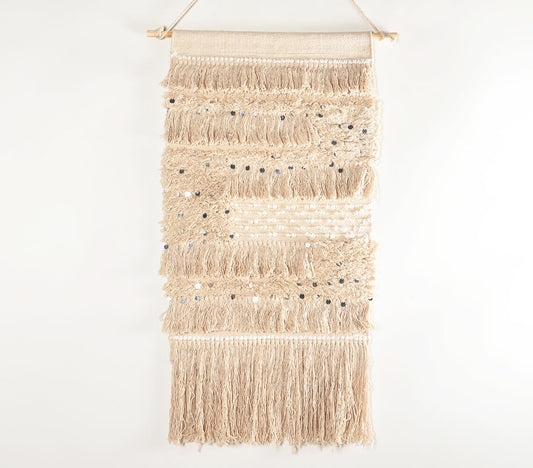 Handwoven Cotton & Sequin Bayadere Wall Hanging