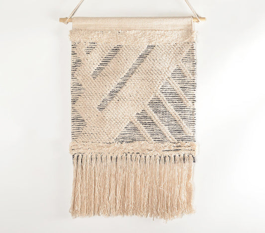 Handwoven Cotton Abstract Fringed Wall Hanging