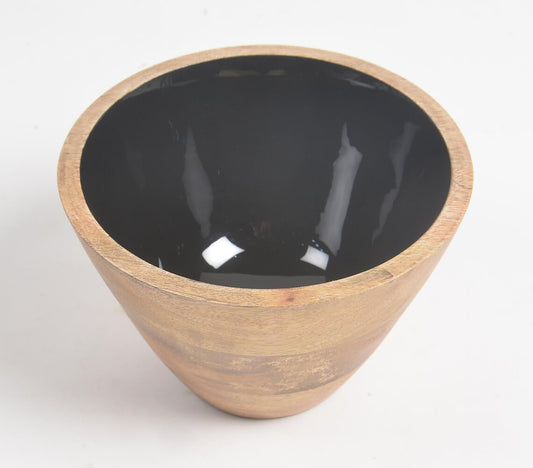 Noir Enameled & Turned Wooden Bowl