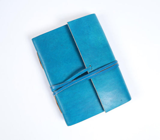 Handmade Paper & Turquoise-Tanned Leather Cover Diary