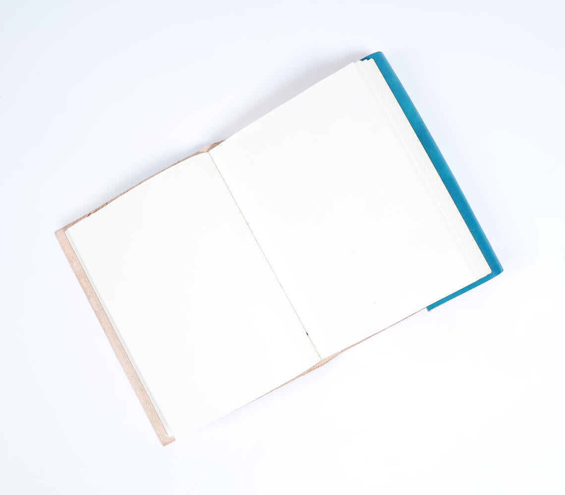 Handmade Paper & Turquoise-Tanned Leather Cover Diary