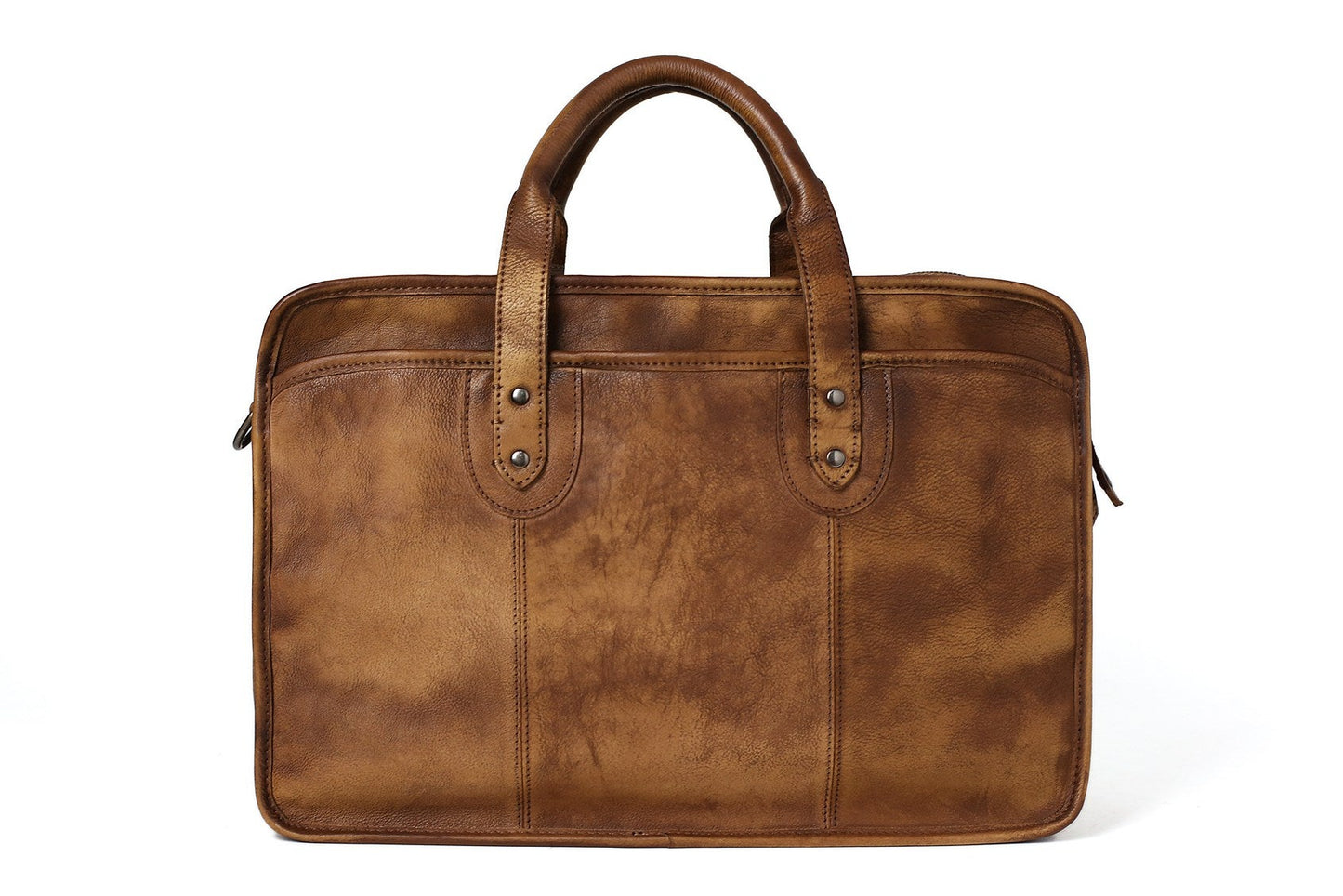 Handmade Vintage Full Grain Leather Mens Briefcase, 16'' Laptop Bag,