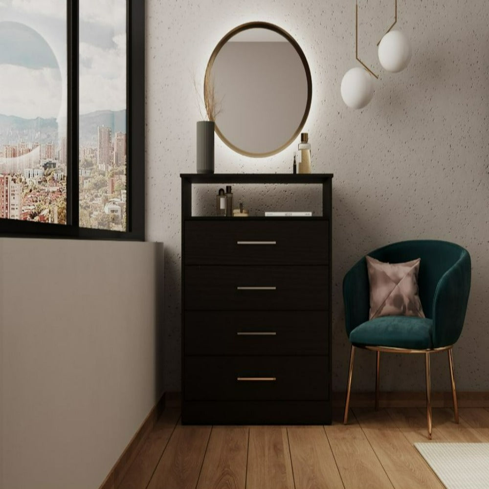 Dresser Atlanta,Four Drawers, Black Wengue Finish