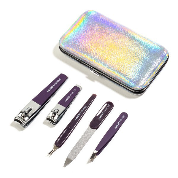 Almost Famous Manicure Kit w/ Silver Holographic travel case