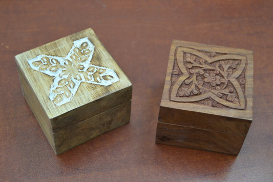 2 Pcs Set Handmade Storage Keepsake Wood Boxes