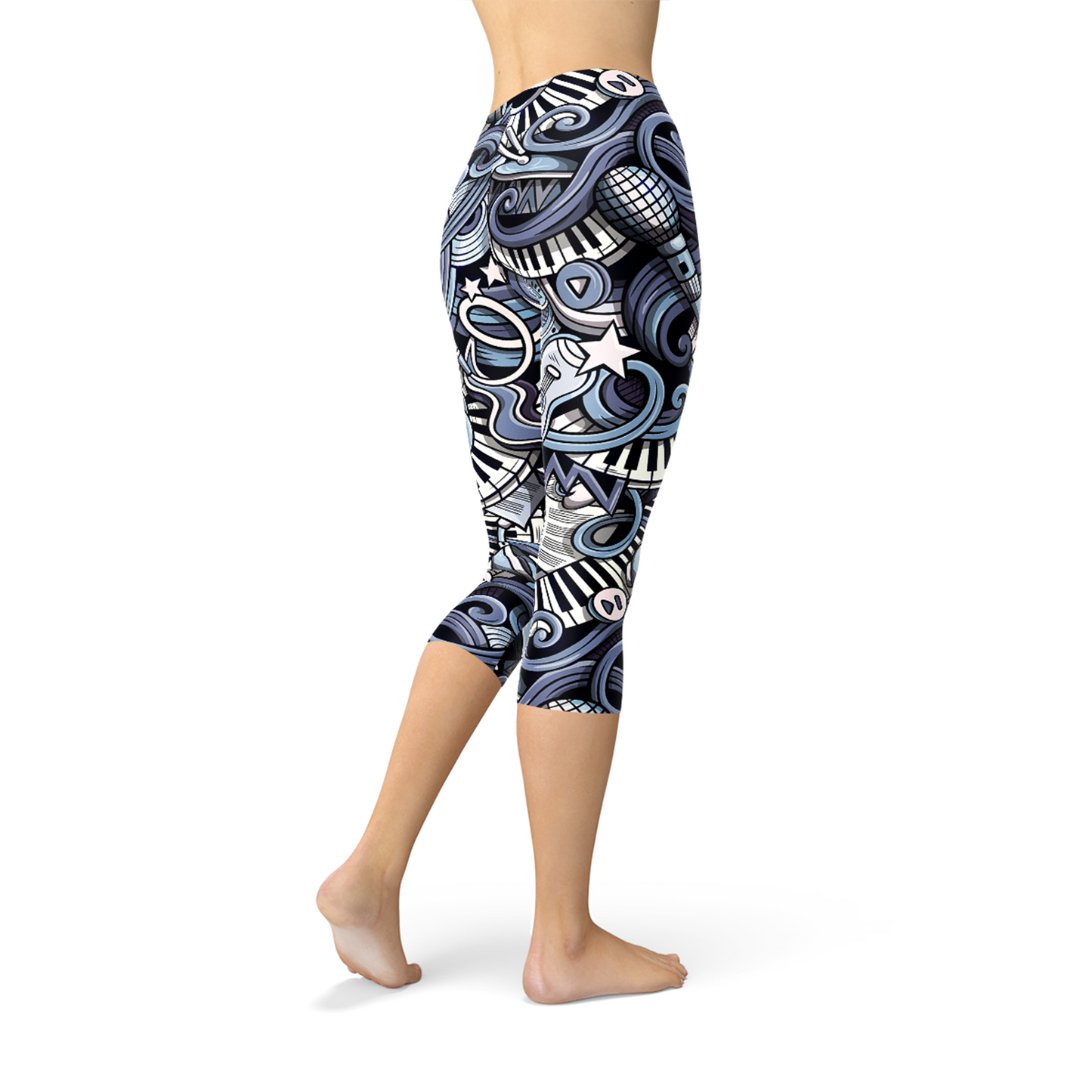 Womens Music Blue Capri Leggings