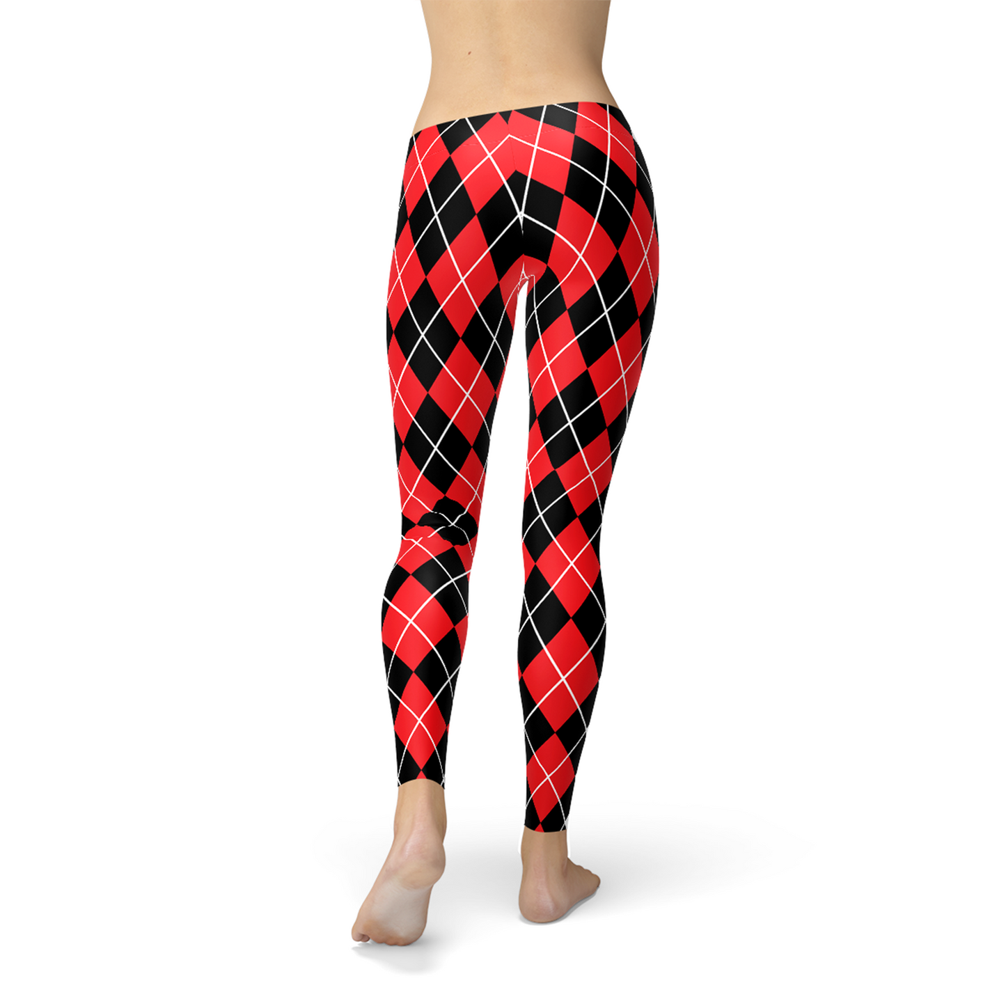 Womens Red Argyle Leggings - Harley Quinn Inspired