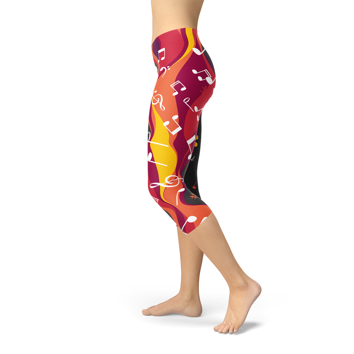 Guitar and Music Note Capri Leggings