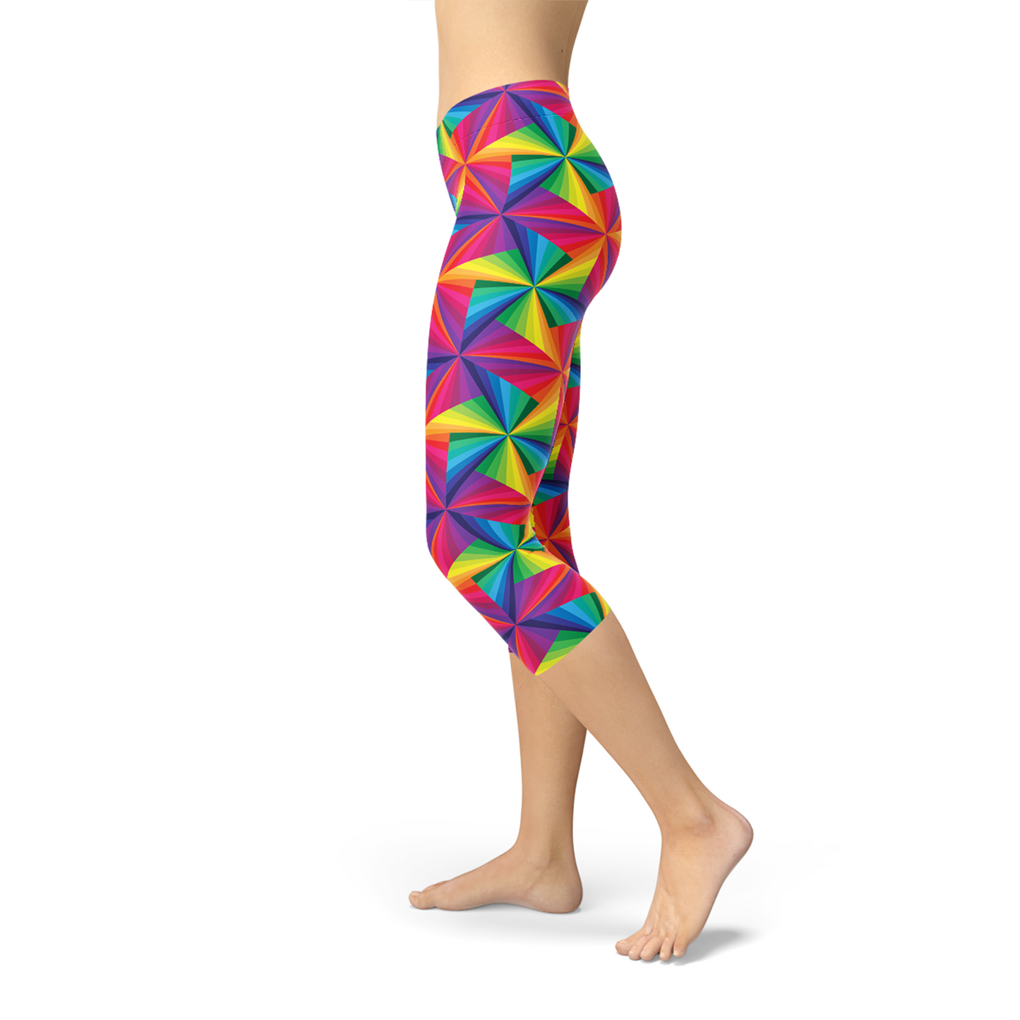 Womens Rainbow Pinwheel Capri Leggings