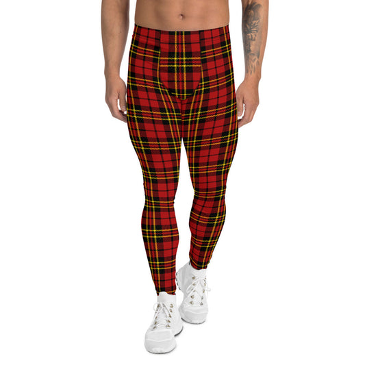 Red Plaid Tartan Leggings for Men