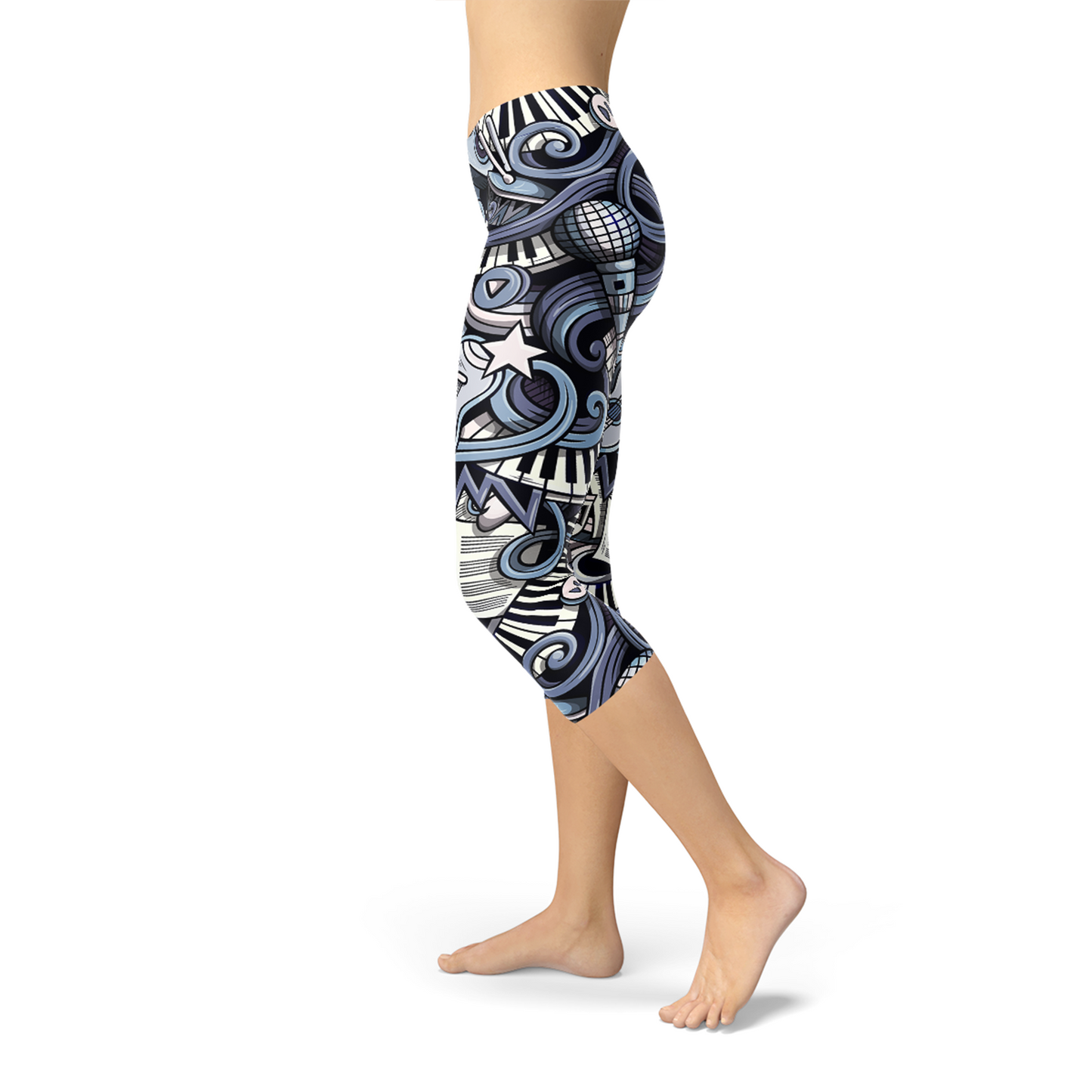 Womens Music Blue Capri Leggings