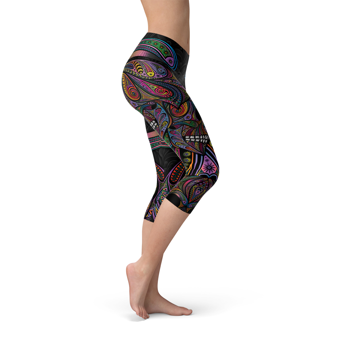 Womens Sugar Skull Capri Leggings