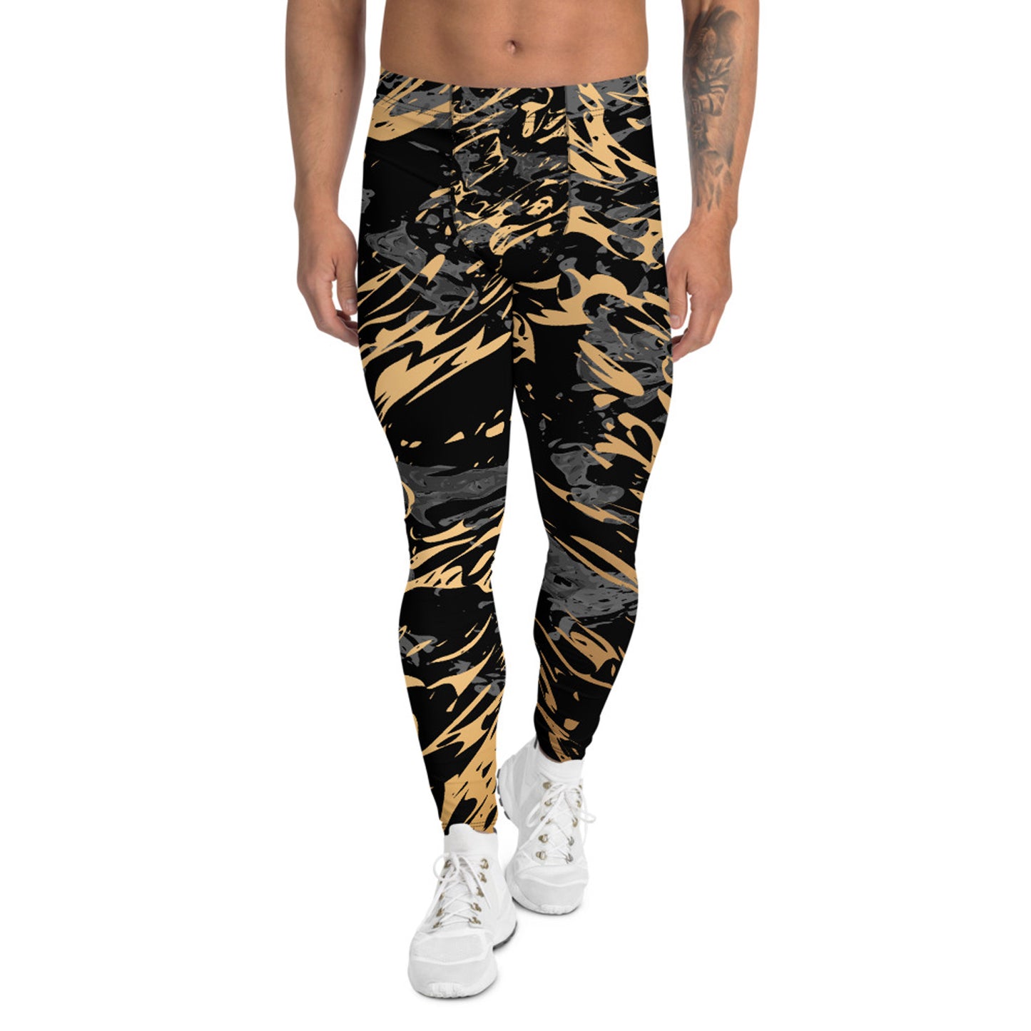 Black Marble with Gold Splash Leggings for Men