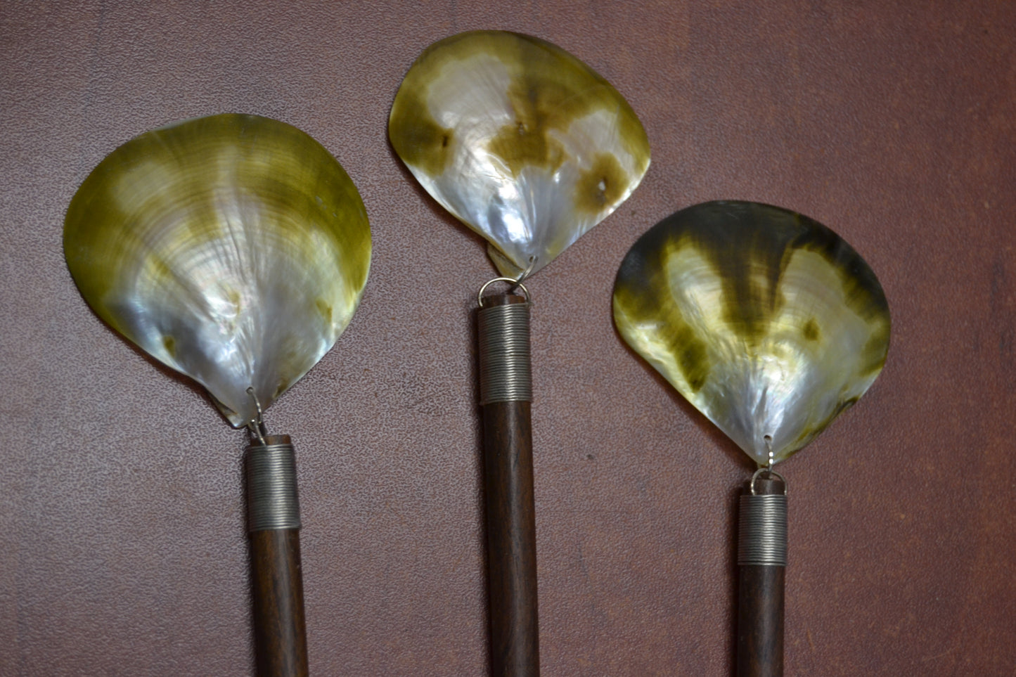 3 Pcs Handmade Golden Pearl Shell Wood Hairsticks
