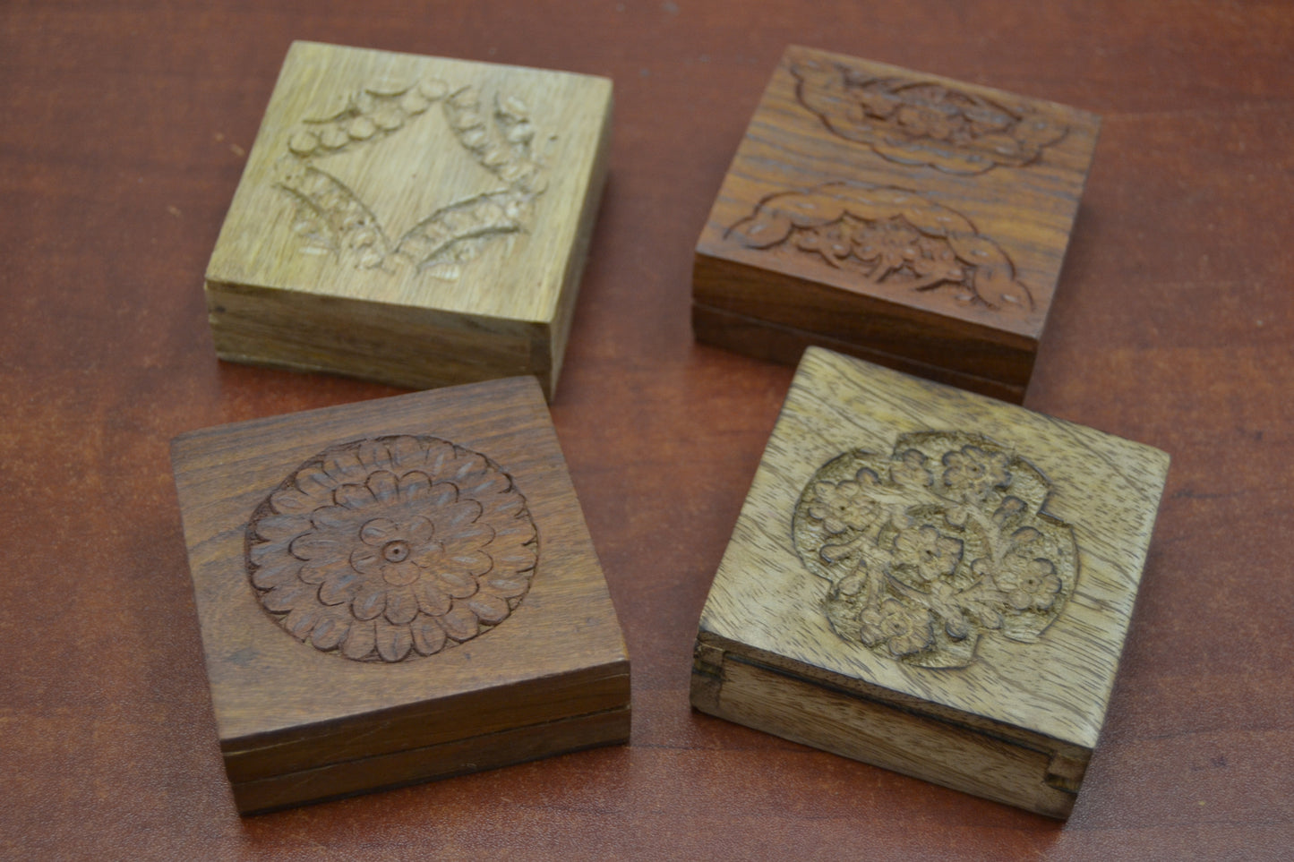 4 Pcs Set Handmade Storage Keepsake Wood Boxes
