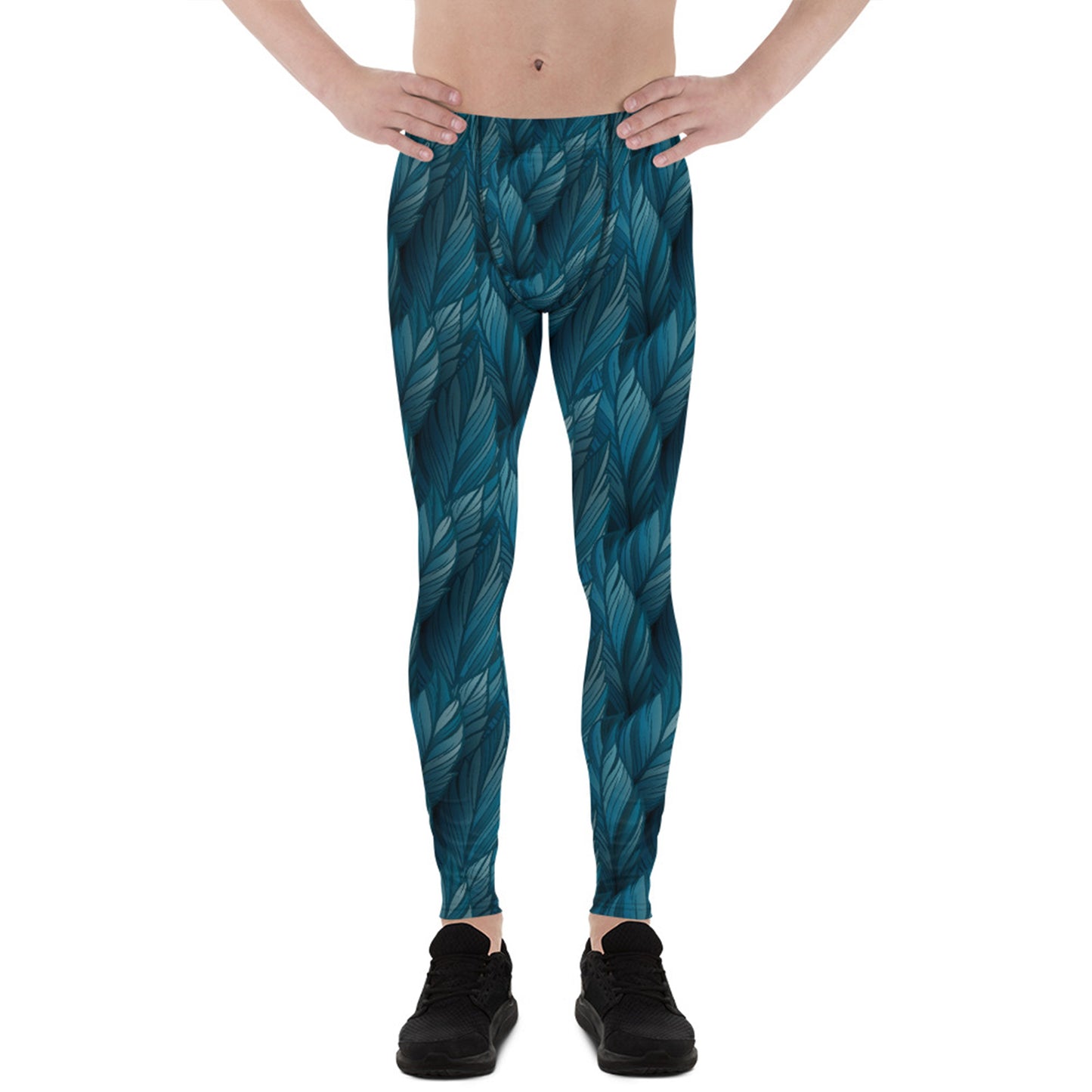 Teal Feather Leggings for Men