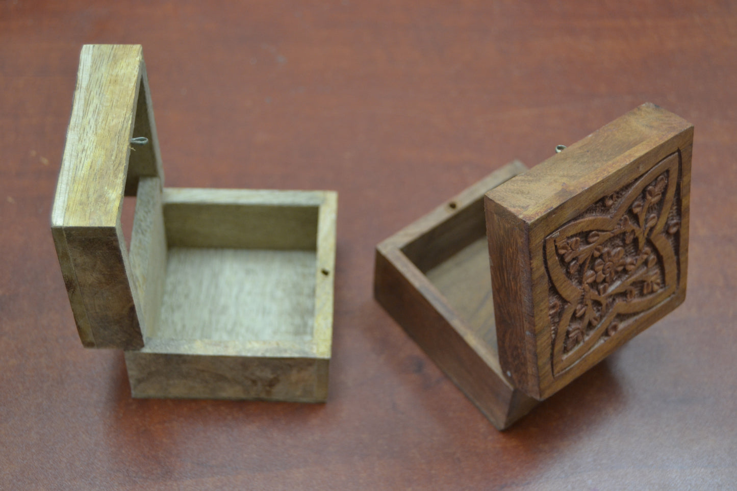 2 Pcs Set Handmade Storage Keepsake Wood Boxes