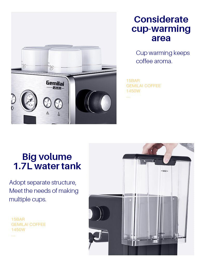 Espresso Coffee Maker Stainless Steel Italian Coffee Machine