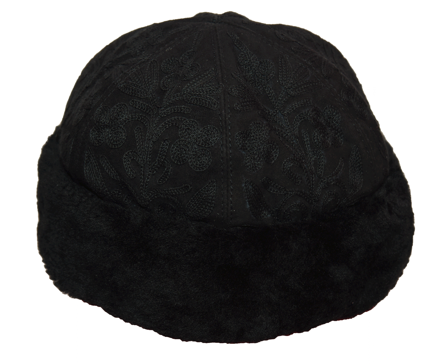 Handmade Black Suede Embroidered Hat