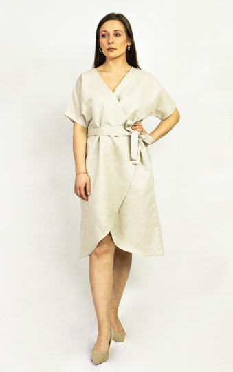 Natural Light linen wrap dress