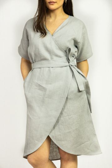 Natural Light linen wrap dress