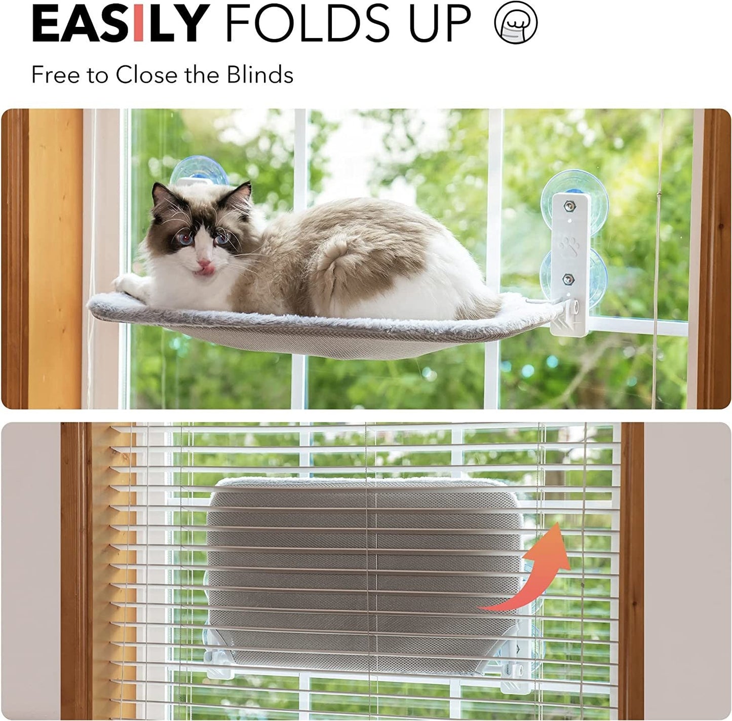 Cat Window Perch Foldable Hammock with Steel Frame and Strong Suction