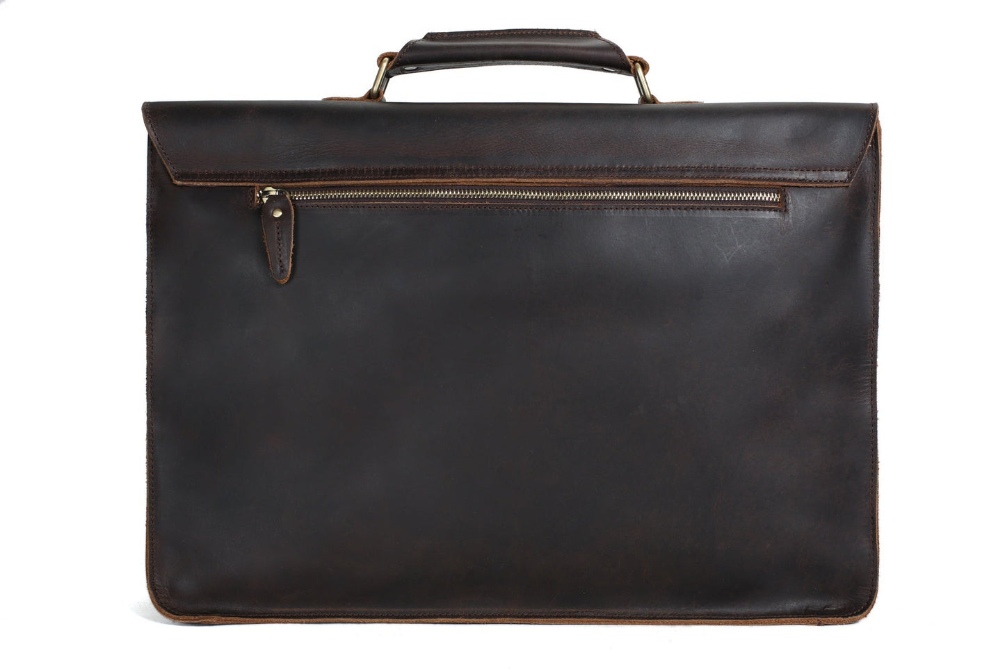 17'' Handmade Leather Laptop Bag, Man Leather Briefcase, Messenger