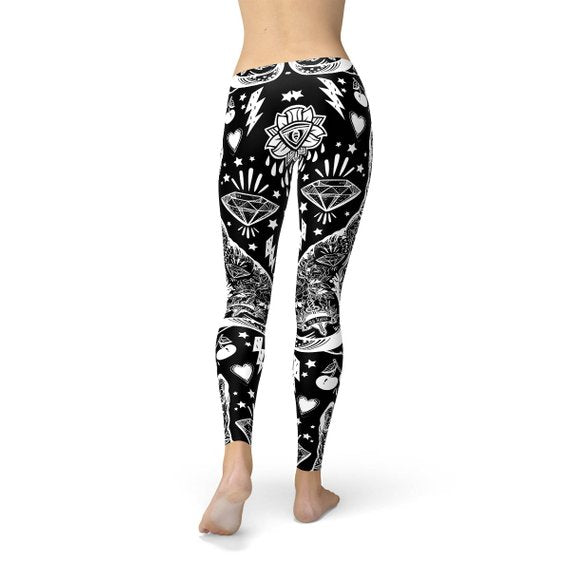 Womens Black Magic Cat Leggings