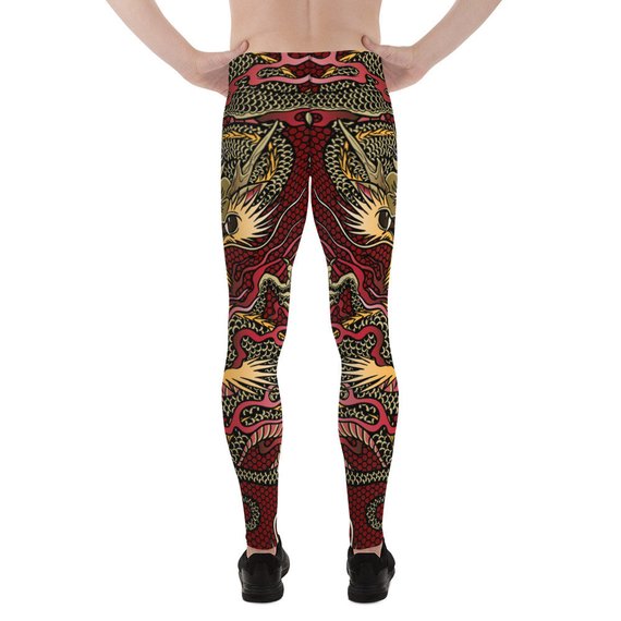 Mens Leggings - Red Dragon Leggings