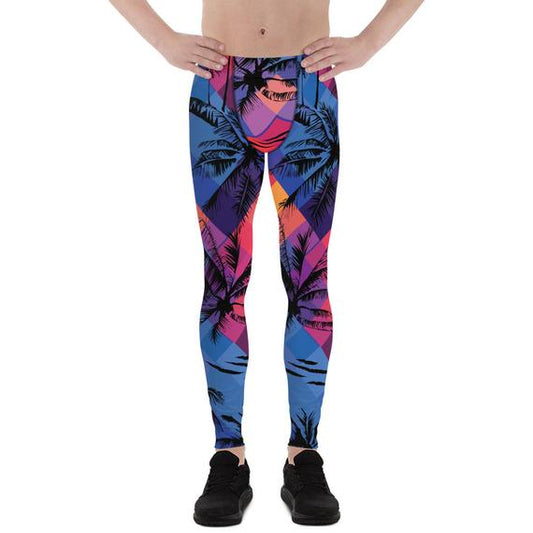 Mens Leggings - Tropical Palm Trees Surf Leggings