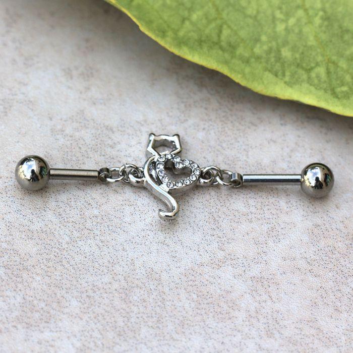 316L Stainless Steel Lovely Cat Chain Industrial Barbell
