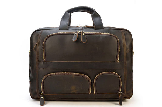 Handmade Full Grain Leather Briefcase, Luggage Bag, Travel Bag, Laptop