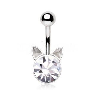 316L Stainless Steel Fancy Black Cat Navel Ring