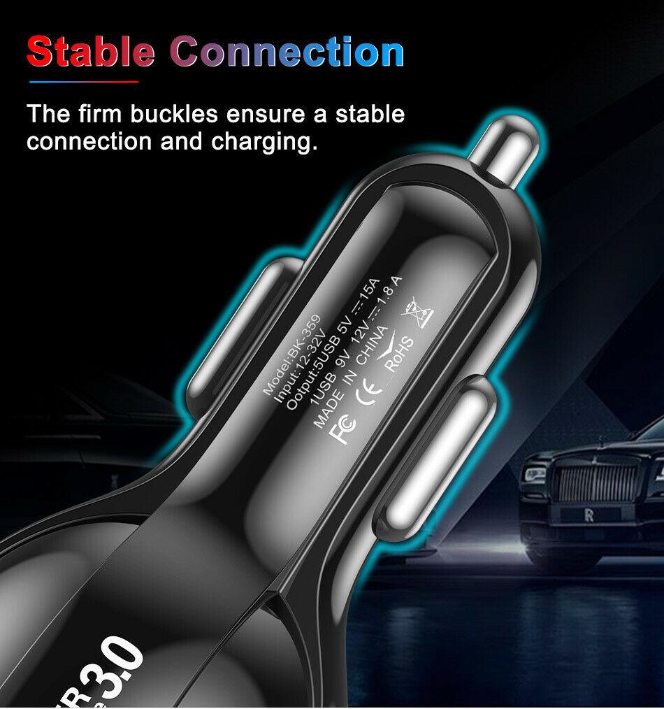 2 Pack PBG 5 Port USB Fast Car Charger with LED Display Charge 5