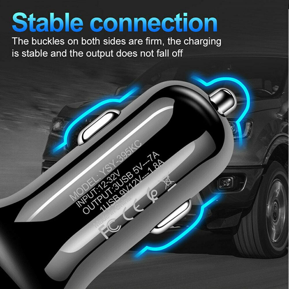 2 Pack 3 Port USB Fast LED Car Charger For Devices