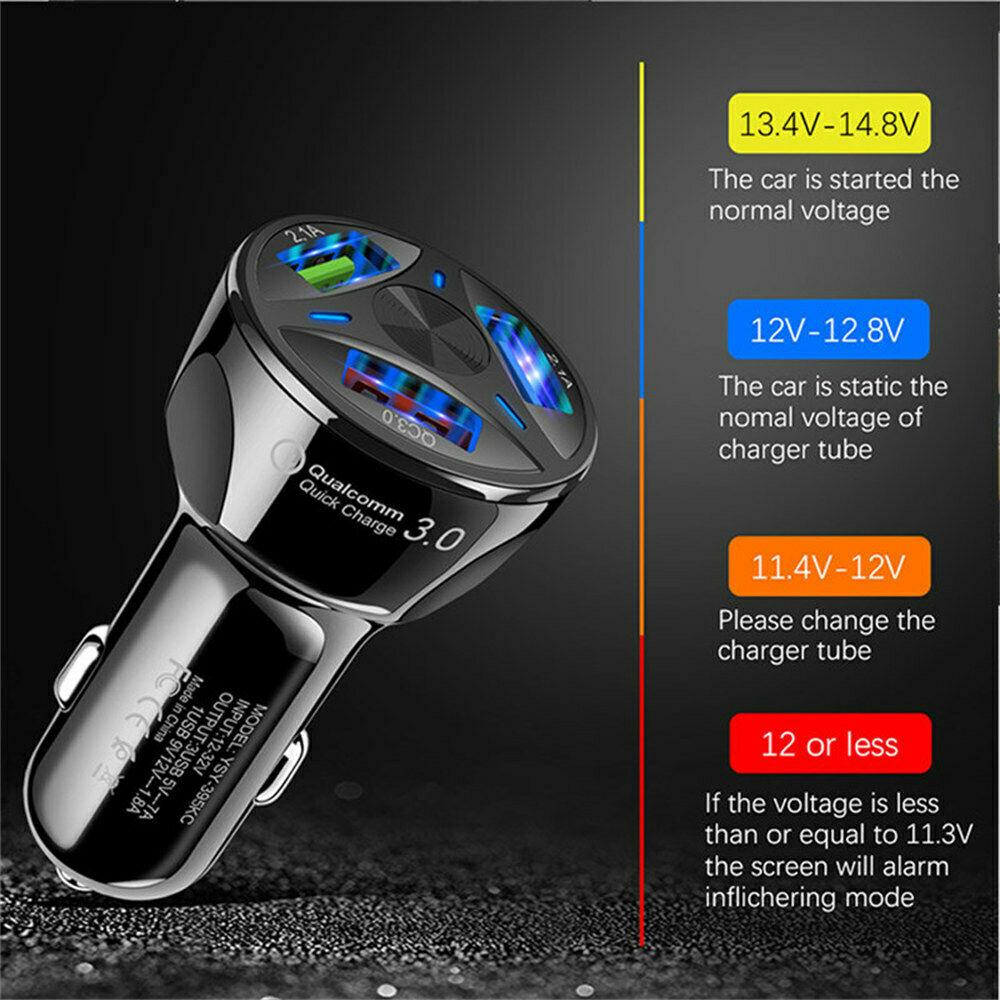 2 Pack 3 Port USB Fast LED Car Charger For Devices