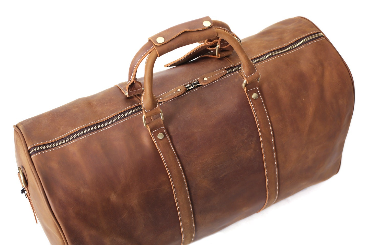 Handmade Large Vintage Full Grain Leather Travel Bag, Duffle Bag,